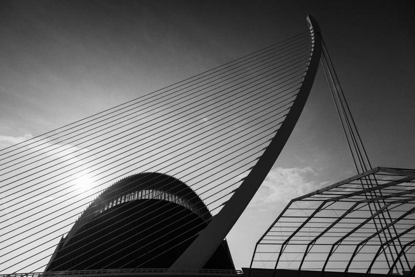 Bridge of Pont du in the City of Arts and Sciences, Valencia, Spain.